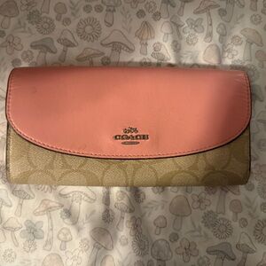 FAUX Coach Pink and Tan Leather Wallet